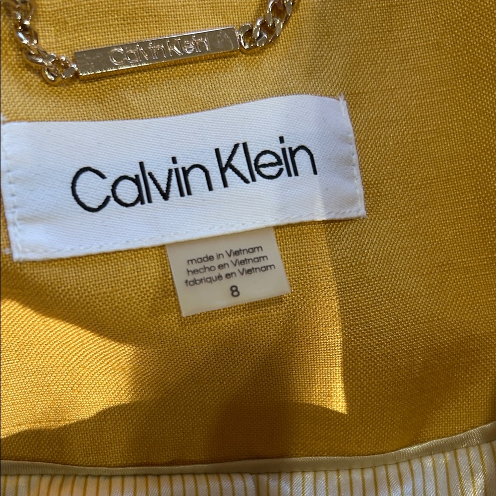 Calvin Klein Yellow Open Front Blazer Jacket - Picture 6 of 6